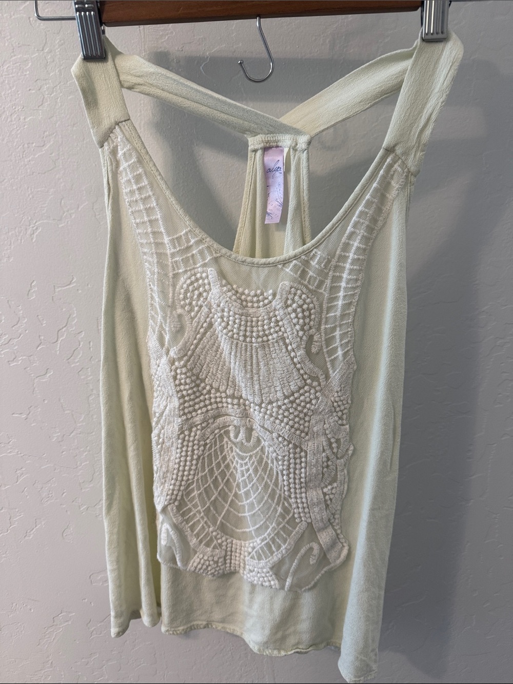 Boho Embroidered Racerback Tank Top - Cream